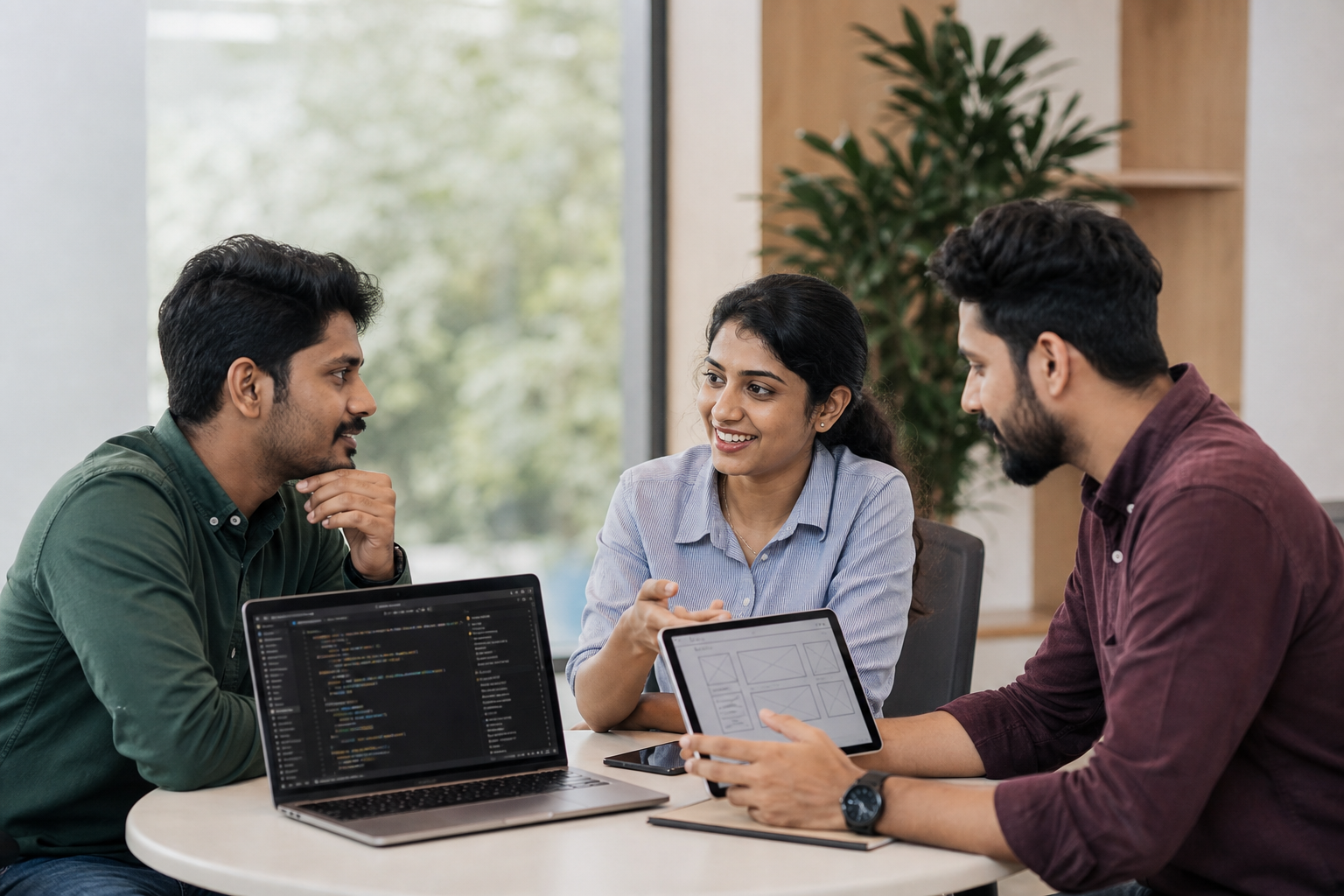 R3 Technologies staff in a technology team meeting